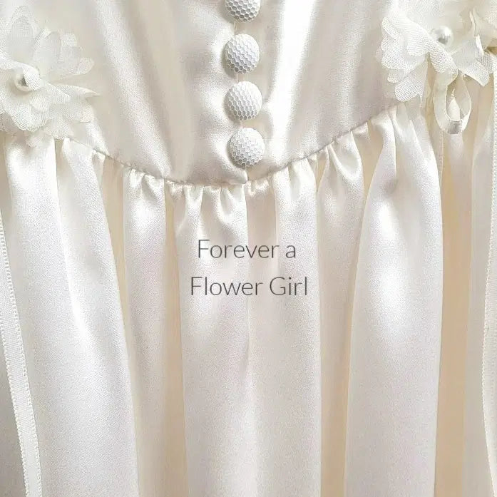 Lace Button Detail on a Silk Satin Flower Girl Dress image 2