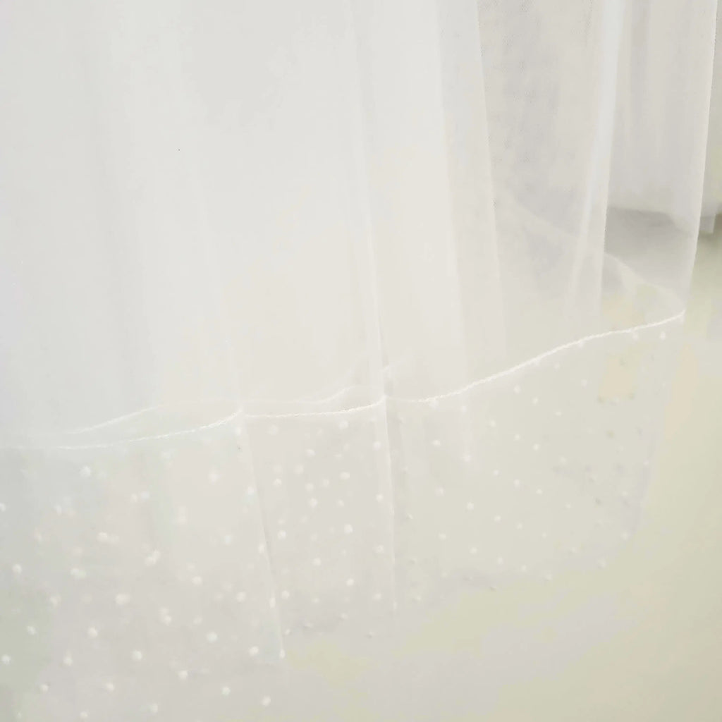 view of detail on hem of White Flower Girl Dress image 7